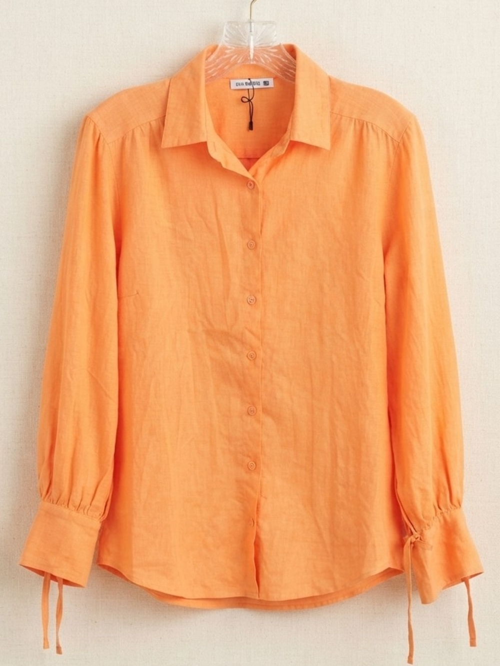 Oxo Paxo Orange Linen-Blend Button Down Blouse - Size M